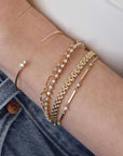 14K Gold Mixed Paperclip and Rolo Chain Bracelet with Center Marquise Diamond - Peridot Fine Jewelry - Zoe Chicco