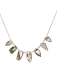 14K Gold Seven Irregular Grey Polki Diamond Necklace - Peridot Fine Jewelry - Celine Daoust