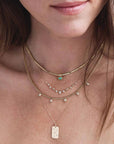 14K Gold Snake Chain and Bezel Set Emerald Necklace - Peridot Fine Jewelry - Zoe Chicco