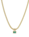 14K Gold Snake Chain and Bezel Set Emerald Necklace - Peridot Fine Jewelry - Zoe Chicco