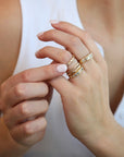 14K Gold Tapered Diamond & Blush Sapphire Ring - Peridot Fine Jewelry - Johanna Brierley