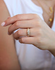 14K Gold Tapered Diamond & Blush Sapphire Ring - Peridot Fine Jewelry - Johanna Brierley