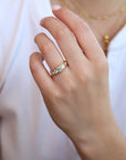 14K Gold Tapered Diamond & Blush Sapphire Ring - Peridot Fine Jewelry - Johanna Brierley