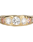 14K Gold Tapered Diamond & Blush Sapphire Ring - Peridot Fine Jewelry - Johanna Brierley