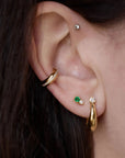 14K Gold Tapered Hinged Hoops with Prong - Set Diamonds - Peridot Fine Jewelry - Zoe Chicco