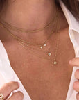 14K Gold "Tube & Bead" Chain Necklace with Upside - Down Pear - Shaped Diamond Pendant - Peridot Fine Jewelry - Zoe Chicco