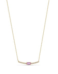 14K & Pave Diamond Curved Bar Necklace with Center Emerald-Cut Pink Sapphire - Peridot Fine Jewelry - Zoe Chicco