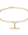 14K Pave Faux Toggle Rolo Bracelet with Princess Cut Diamond - Peridot Fine Jewelry - Zoe Chicco