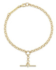14K Pave Faux Toggle Rolo Bracelet with Princess Cut Diamond - Peridot Fine Jewelry - Zoe Chicco