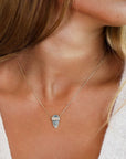 14K Rose Cut Grey Diamond Slice Pendant Necklace with Diamond Details - Peridot Fine Jewelry - Celine Daoust