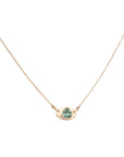 14K & Rosecut Mint Green Tourmaline Oval Gold Plate Necklace - Peridot Fine Jewelry - Celine Daoust