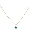 14K Single Claw-Set Oval Emerald Necklace with Diamond Claw Detail - Peridot Fine Jewelry - Celine Daoust