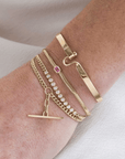 14K Small Oval Snake Chain Bracelet with Emerald-Cut Pink Sapphire - Peridot Fine Jewelry - Zoe Chicco
