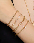 14K Small Puffed Mariner Chain & Medium Rolo Chain Station Bracelet - Peridot Fine Jewelry - Zoe Chicco