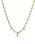14K Snake Chain Necklace with Three Diamond Drops - Peridot Fine Jewelry - Zoe Chicco