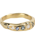 14K Tapered Diamond & Light Blue Sapphire "Melt" Band - Peridot Fine Jewelry - Johanna Brierley