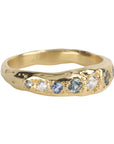 14K Tapered Diamond & Light Blue Sapphire "Melt" Band - Peridot Fine Jewelry - Johanna Brierley