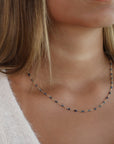 14K Wire - Wrapped Ombre Blue Sapphire Beaded Necklace - Peridot Fine Jewelry - Anne Sportun
