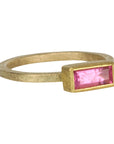18 & 22K Gold Bezel-Set Faceted Rectangular Pink Tourmaline Ring - Peridot Fine Jewelry - Petra Class