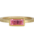 18 & 22K Gold Bezel-Set Faceted Rectangular Pink Tourmaline Ring - Peridot Fine Jewelry - Petra Class