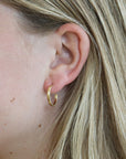 18 Karat Yellow Gold Flat Hoop Earrings with Signature Satin Finish - Peridot Fine Jewelry - Caroline Ellen