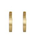 18 Karat Yellow Gold Flat Hoop Earrings with Signature Satin Finish - Peridot Fine Jewelry - Caroline Ellen