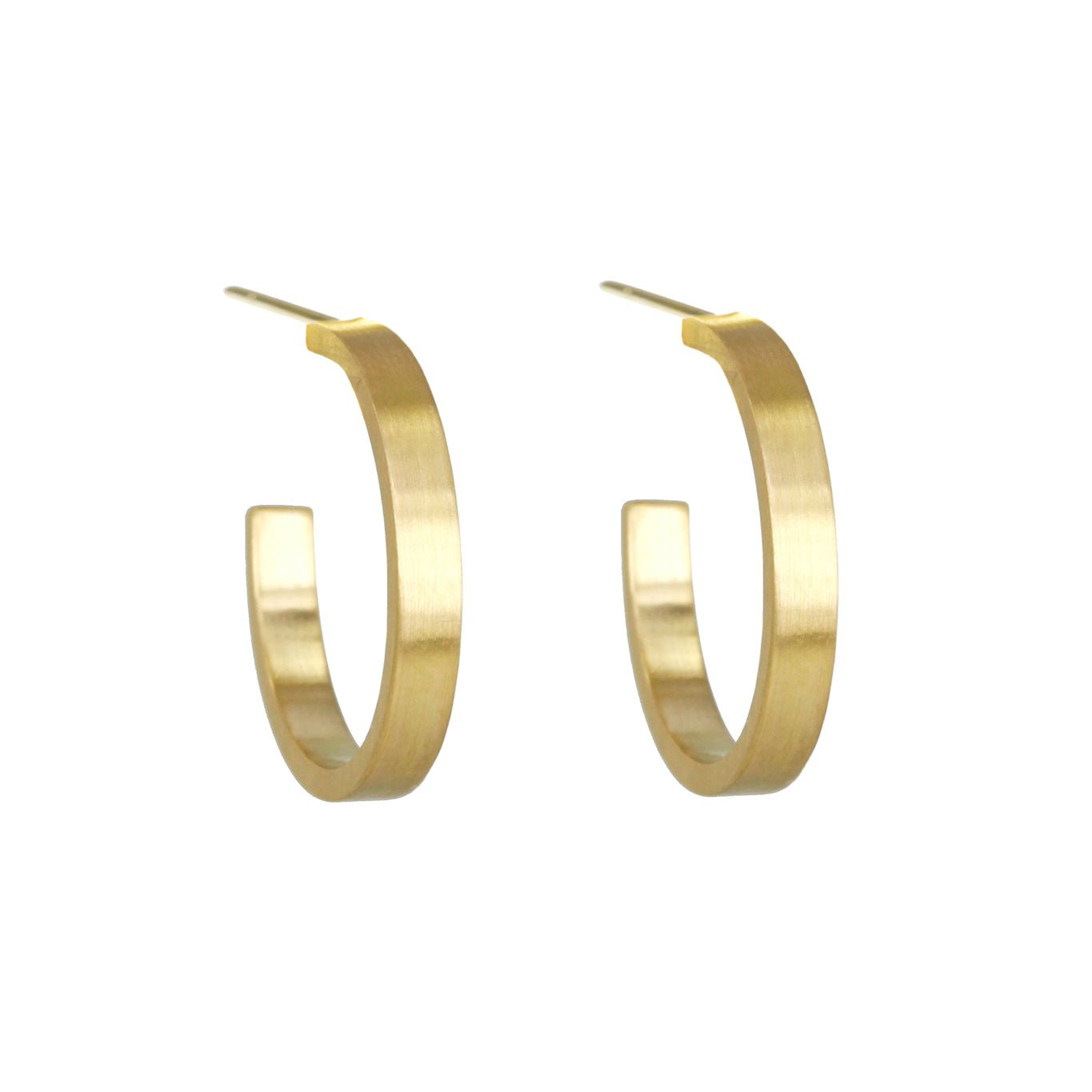 Yellow Gold Thick Flat Gold Hoop Earrings Flat Round Hoop Earrings