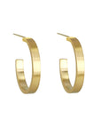 18 Karat Yellow Gold Flat Hoop Earrings with Signature Satin Finish - Peridot Fine Jewelry - Caroline Ellen