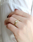 18 Karat Yellow Gold Hammered Band with Two Pear Shaped Diamonds - Peridot Fine Jewelry - TAP by Todd Pownell