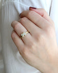 18 Karat Yellow Gold Hammered Band with Two Pear Shaped Diamonds - Peridot Fine Jewelry - TAP by Todd Pownell