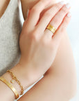 18 Karat Yellow Gold Wide Hinged Bangle Bracelet with 8 Star... - Peridot Fine Jewelry - Caroline Ellen