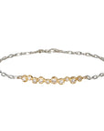 18K 10 Bezel - Set Diamond Bracelet with Sterling Silver Fine Rectangular Link Chain - Peridot Fine Jewelry - Yasuko Azuma