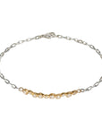 18K 10 Bezel - Set Diamond Bracelet with Sterling Silver Fine Rectangular Link Chain - Peridot Fine Jewelry - Yasuko Azuma