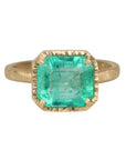 18K & 3.4ct Square Colombian Emerald Ring - Peridot Fine Jewelry - Yasuko Azuma