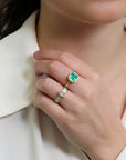 18K & 3.4ct Square Colombian Emerald Ring - Peridot Fine Jewelry - Yasuko Azuma