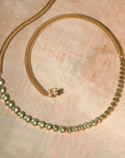 18K Asymmetrical Graduated Bezel-Set Mint Tourmaline "Bubble" Necklace - Peridot Fine Jewelry - Renna