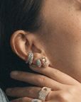 18K Bezel-Set Blue Sapphire "Bubble" Ear Cuff - Peridot Fine Jewelry - Renna