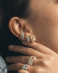 18K Bezel-Set Blue Topaz "Bubble" Ear Cuff - Peridot Fine Jewelry - Renna