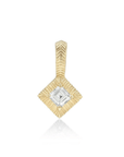 18K & Carre - Cut Diamond Pendant with Diamond - Shaped "Fluted" Bezel - Peridot Fine Jewelry - Lizzie Mandler