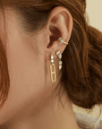 18K & Diamond "Poppy" Chain Drop Post Earrings - Peridot Fine Jewelry - Jade Trau