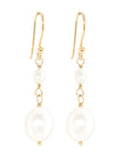 18K Double Oval Pearl Drop Earrings - Peridot Fine Jewelry - Anne Sportun