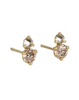 18K Double Prong - Set Champagne & White Diamond Stud Earrings - Peridot Fine Jewelry - TAP by Todd Pownell