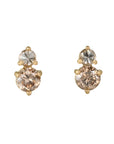 18K Double Prong - Set Champagne & White Diamond Stud Earrings - Peridot Fine Jewelry - TAP by Todd Pownell