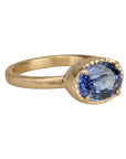 18K & East - West Oval Blue Sapphire Ring - Peridot Fine Jewelry - Yasuko Azuma