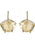 18K Faceted Asymmetrical Lemon Citrine "Petal" Earrings - Peridot Fine Jewelry - Rosanne Pugliese