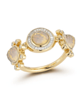 18K "Galaxy" Ring with Three Australian Opals & Diamond Halo Details - Peridot Fine Jewelry - Renna