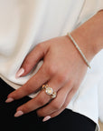 18K "Galaxy" Ring with Three Australian Opals & Diamond Halo Details - Peridot Fine Jewelry - Renna