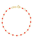 18K Gold and Coral Resin Beaded "Classic" Bracelet - Peridot Fine Jewelry - Gigi Clozeau