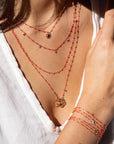 18K Gold and Coral Resin Beaded "Classic" Necklace - Peridot Fine Jewelry - Gigi Clozeau