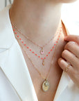 18K Gold and Coral Resin Beaded "Classic" Necklace - Peridot Fine Jewelry - Gigi Clozeau